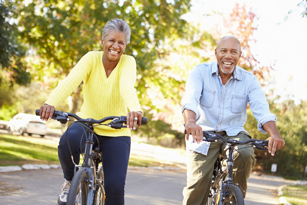 couple riding bike