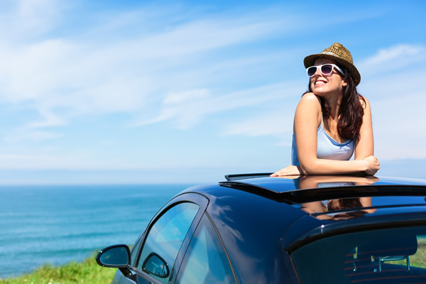 woman in car